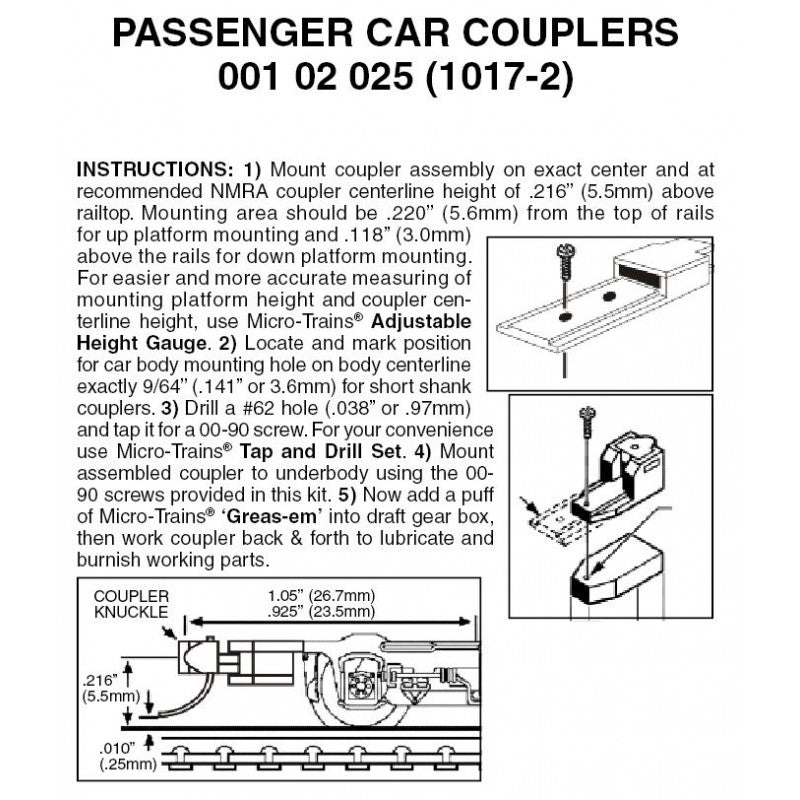 489-102026  -  Coupler 1017-2 Asmb Slvr - N Scale