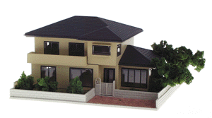 381-23404C  -  Two-Story House Blu/Wht - N Scale