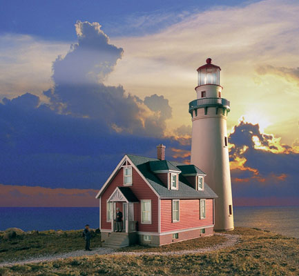 933-3663  -  Rocky Point Lighthouse - HO Scale