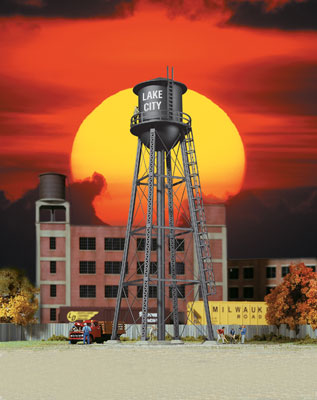 933-3832  -  City Water Tower Black - N Scale