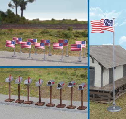949-4166  -  US 50Str Flag/Mailbox 19/ - HO Scale
