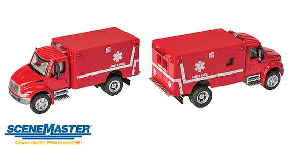 949-11931  -  Intl 4300 EMS Amblnce Red - HO Scale