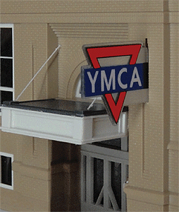 502-3072  -  Anmtd Sign YMCA Sm Vert - HO Scale
