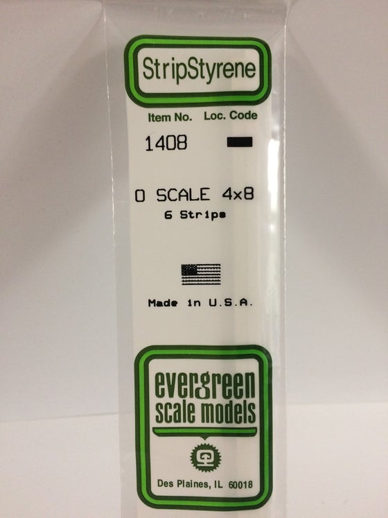 269-1408  -  Styrene strip 4"x8"    6/ - O Scale