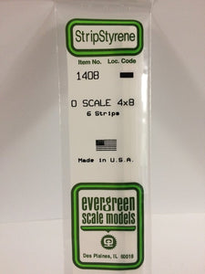 269-1408  -  Styrene strip 4"x8"    6/ - O Scale
