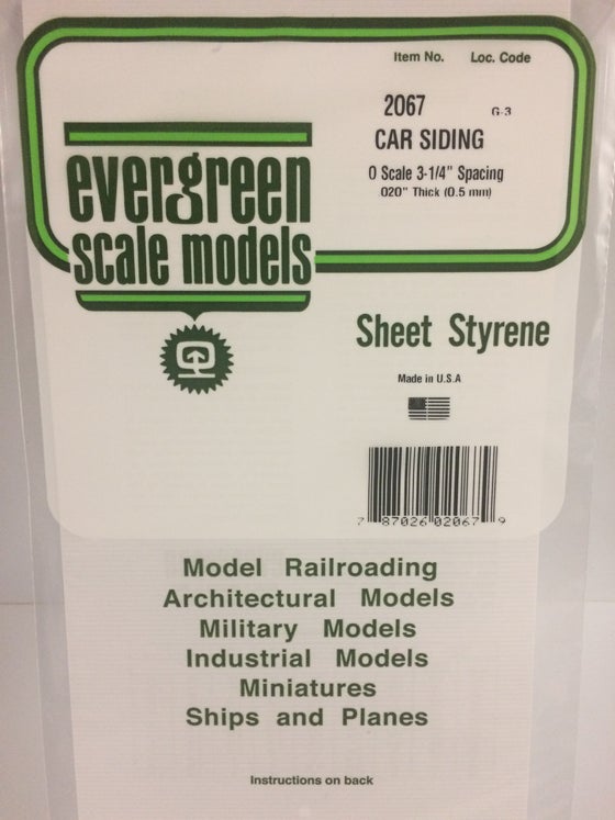 269-2067  -  Passenger car siding .020 - O Scale