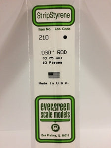 269-210  -  Styrene rod .030" Dia 10/