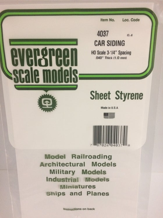 269-4037  -  Passenger car siding .040 - HO Scale