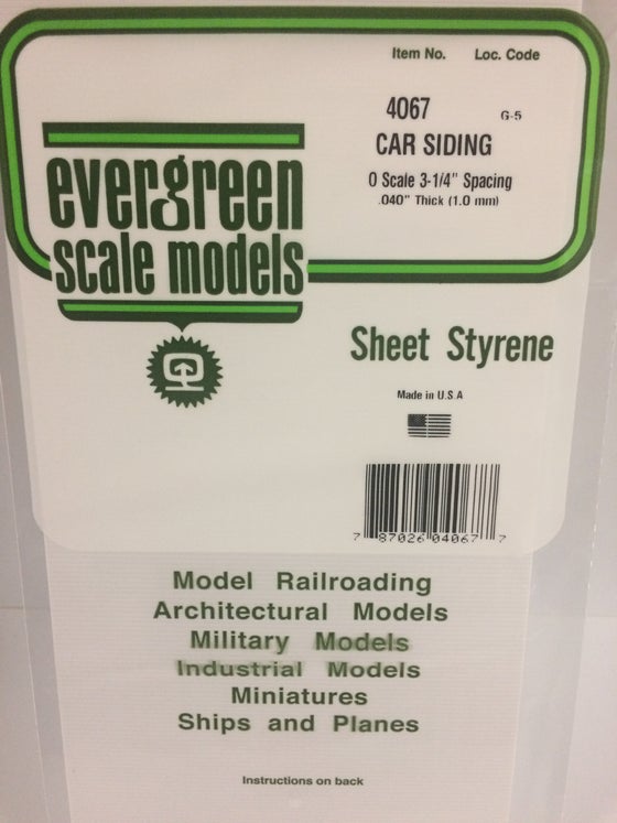 269-4067  -  Passenger car siding .040 - O Scale
