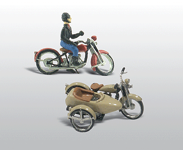 785-228  -  Motorcycles (2) & sidecar - HO Scale