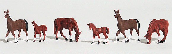 785-1842  -  Chesnut Horses 6/ - HO Scale