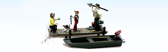 785-1923  -  Family Fishing w/Boat - HO Scale