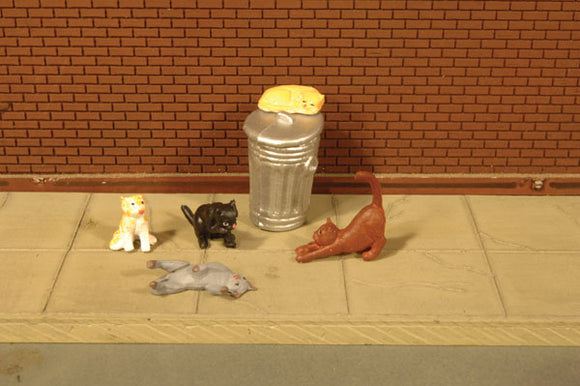 160-33107  -  Cats w/Garbage Can 6/ - HO Scale