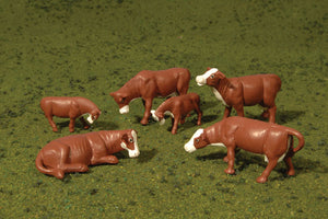 160-33102  -  Cows Brown & White 6/ - HO Scale