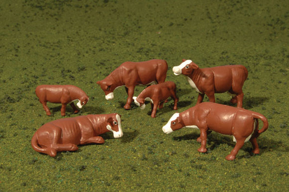 160-33102  -  Cows Brown & White 6/ - HO Scale