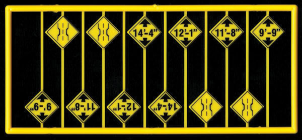 293-8298  -  Bridge Warning Signs 12/ - HO Scale