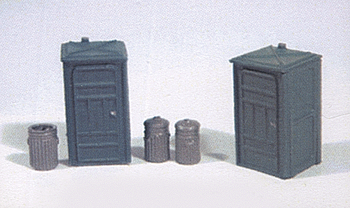 361-499  -  PortaPotty & Trash Can 5/ - HO Scale