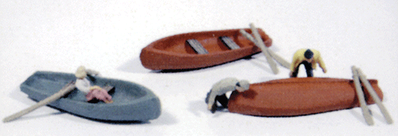 361-492  -  Rowboats (3) & Oars (6) - HO Scale