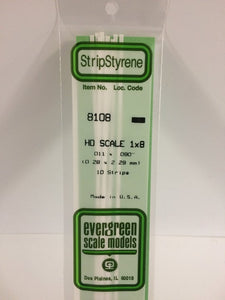 269-8108  -  Styrene strip 1x8"    10/ - HO Scale