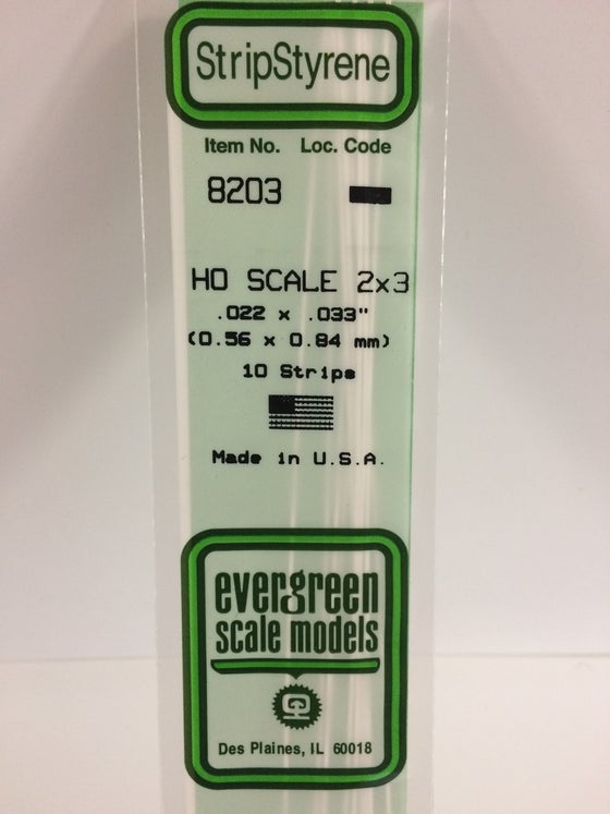 269-8203  -  Styrene strip 2x3"    10/ - HO Scale