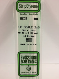 269-8203  -  Styrene strip 2x3"    10/ - HO Scale