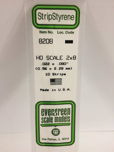 269-8208  -  Styrene strip 2x8"    10/ - HO Scale