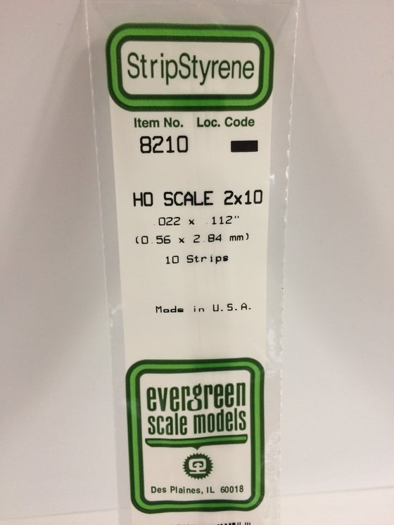 269-8210  -  Styrene strip 2x10"   10/ - HO Scale