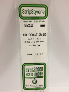 269-8210  -  Styrene strip 2x10"   10/ - HO Scale