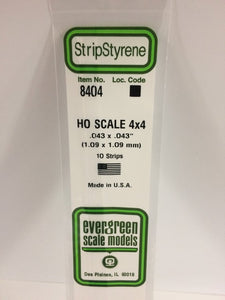 269-8404  -  Styrene strip 4x4"    10/ - HO Scale