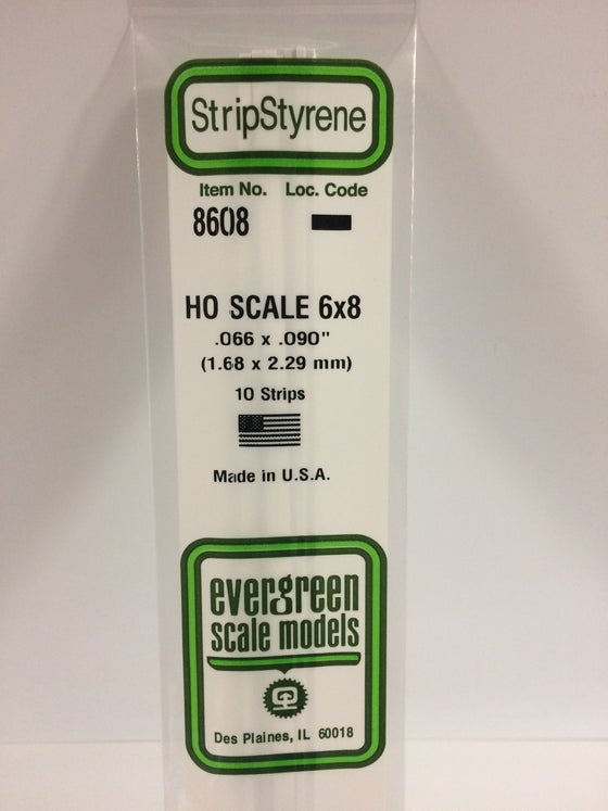 269-8608  -  Styrene strip 6x8"    10/ - HO Scale