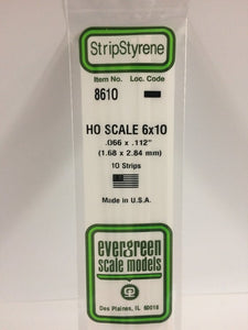269-8610  -  Styrene strip 6x10"   10/ - HO Scale