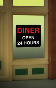 502-8965  -  Window Sign Diner 24 Hrs