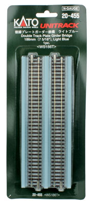 381-20455  -  Dbl-Trk Brdg 186mm Lt Blu - N Scale