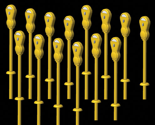 331-3004  -  Parking Meters Ylw 14/ - N Scale