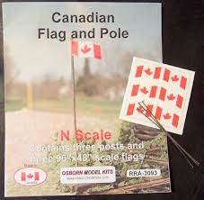 OMK-3093  -  Canadian Flag And Pole 3Pk - N Scale