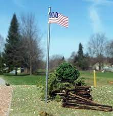 OMK-3094  -  U S Flag And Pole 3Pk - N Scale