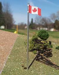 OMK-1093  -  Canadian Flag And Pole 3Pk - HO Scale