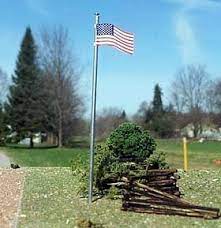 OMK-1094  -  U S Flag And Pole 3Pk - HO Scale