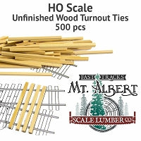 HO Scale. Unfinished Wood Turnout Ties  500 pcs