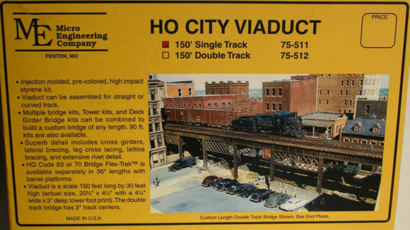 255-75511  -  City Viaduct 150' Sgl-Trk - HO Scale